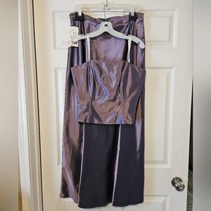 Two-Piece Mystic Purple A-Line Strapless Taffeta Dress